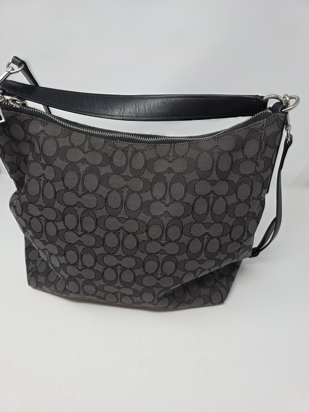 Coach Black Signature Jacquard Hobo Bag - Picture 4 of 8